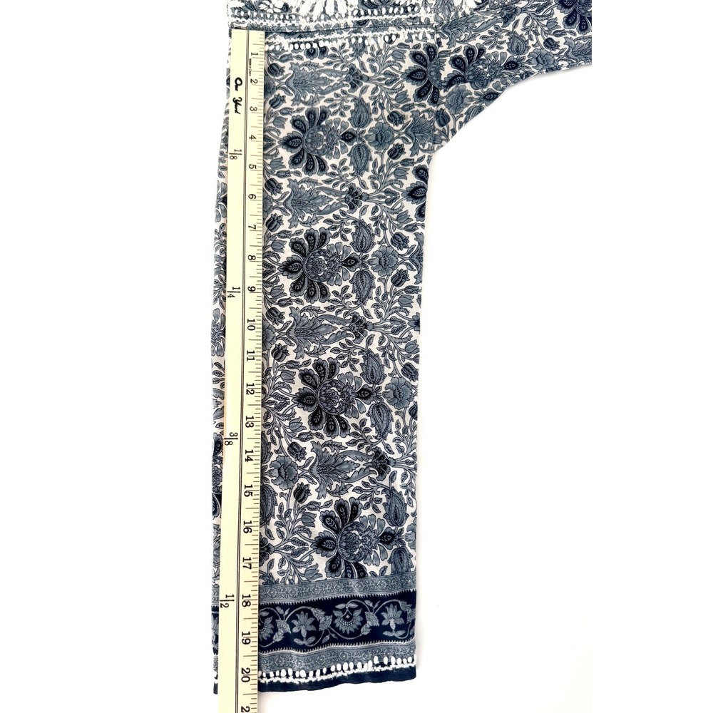 Boho Luxe Floral ‎ Silk Tunic Embroidered Artisan Top S Relaxed Fit Art to Wear - Picture 14 of 14